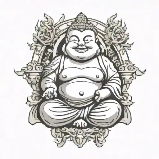 fat evil buddha tattoo design idea