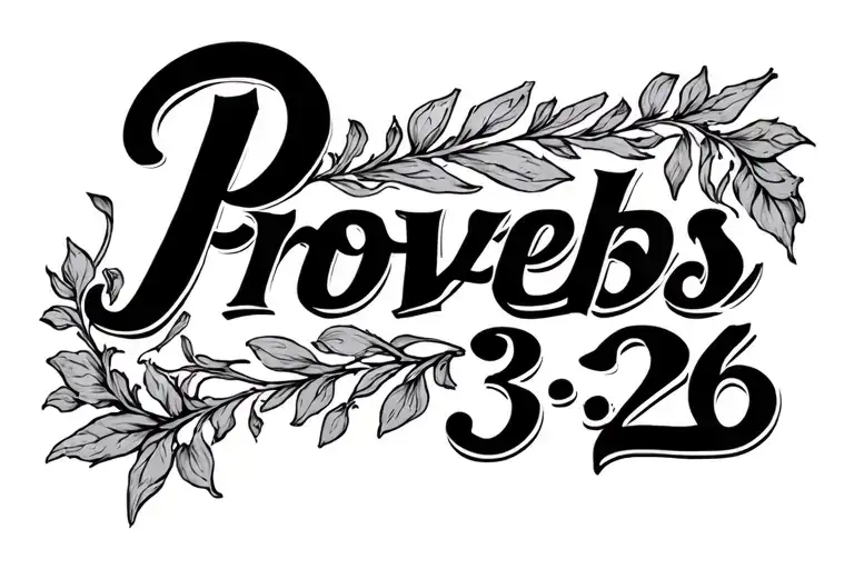 "Proverbs 3:26" Hand under writing holding the writing with shading in background tattoo design idea