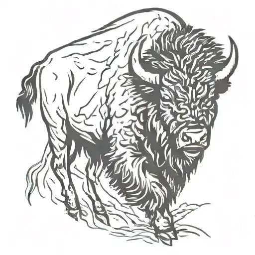 bison in a storm tattoo design idea