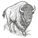 bison in a storm tattoo design idea