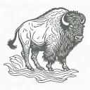 bison in a storm tattoo design idea