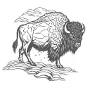 bison in a storm tattoo design idea
