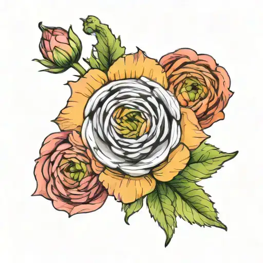 Ranunculus flower tattoo design idea