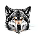 Wolf Reflection tattoo design idea