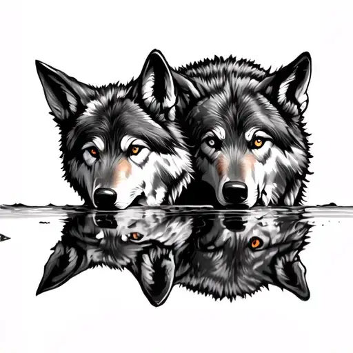 Wolf Reflection tattoo design idea