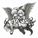 emo angels tattoo design idea