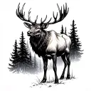 bull elk calling in the forest tattoo design idea