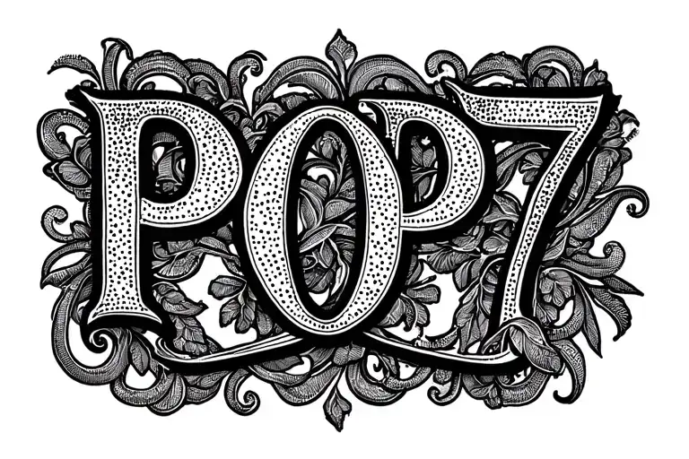 "POP 777" "POP 777" filigree vine intertwined tattoo design idea