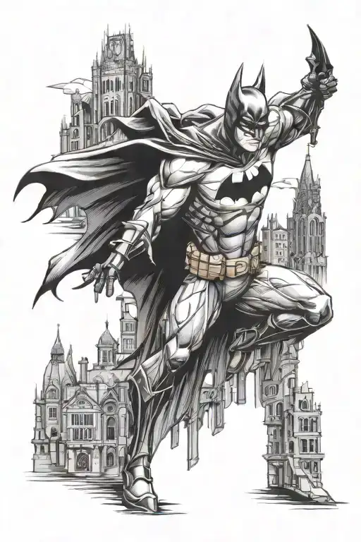 Batman gotham city backround tattoo design idea