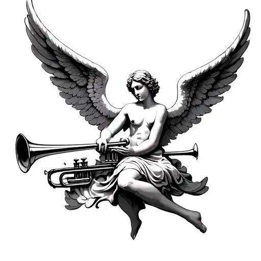 Angel With Trumpet tattoo design idea