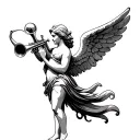 Angel With Trumpet tattoo design idea