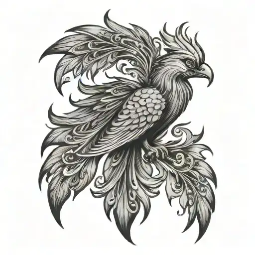 colored photorealistic phoenix tattoo design idea