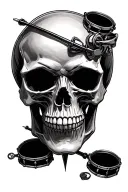 Skull and snare drum tattoo design idea
