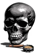 Skull and snare drum tattoo design idea