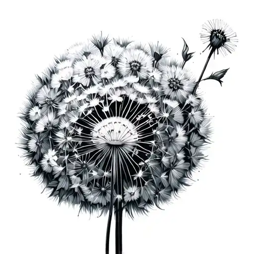 dandelion, miscarriage flower circular vine, patrick in spongebob tattoo design idea