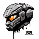 Doom Slayer and Master Chief helmet tattoo design idea