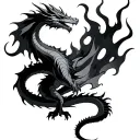 dragon fire flames tattoo design idea