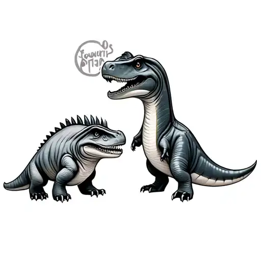 A line work design of two different cute dinosaur tattoo design idea