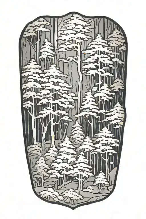 forest stencil wrapped around arm tattoo design idea