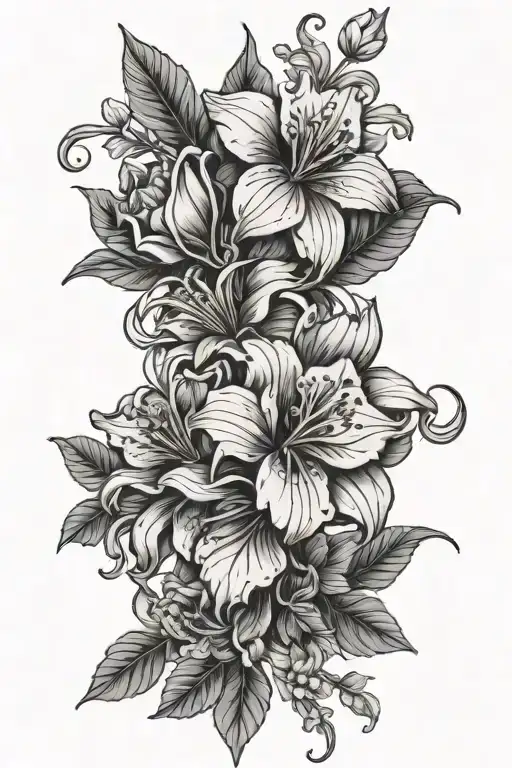 veins and flowers tattoo design idea