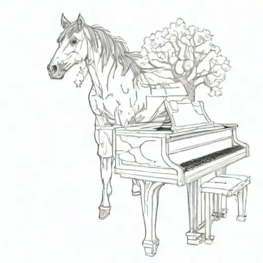  oak tree piano keys  and a horse tattoo design idea