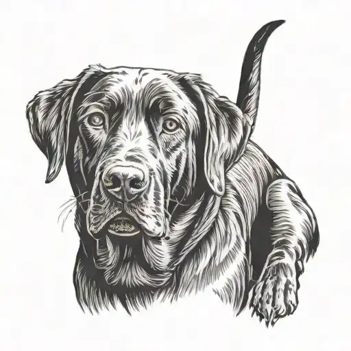 black lab dog sitting tattoo design idea
