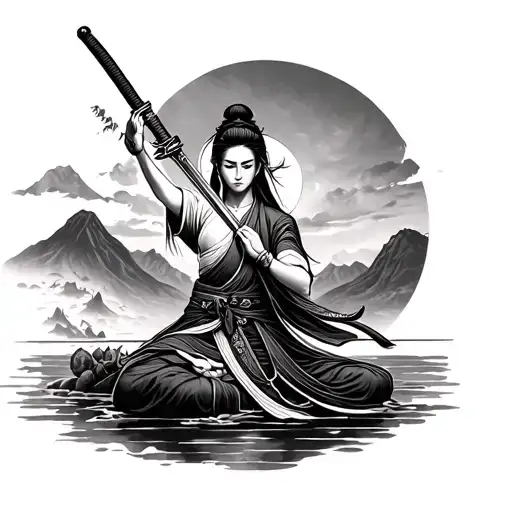 Naples, vesuvio, Japan, Ardèdèche France, Zen Pose Katana tattoo design idea