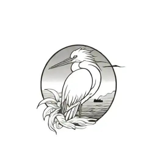 Coverup egret tattoo design idea