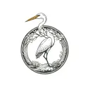 Coverup egret tattoo design idea