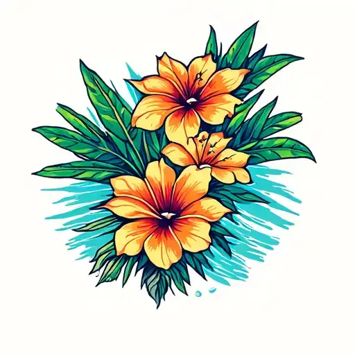Hawaiian islands tattoo design idea