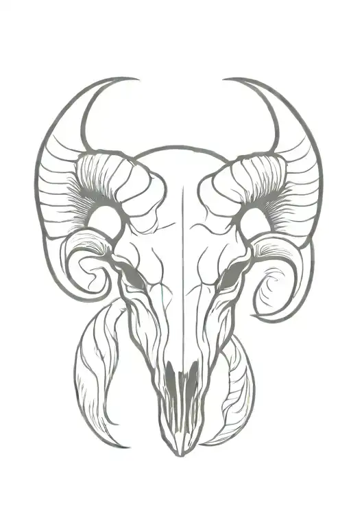simple Ram Skull tattoo design idea