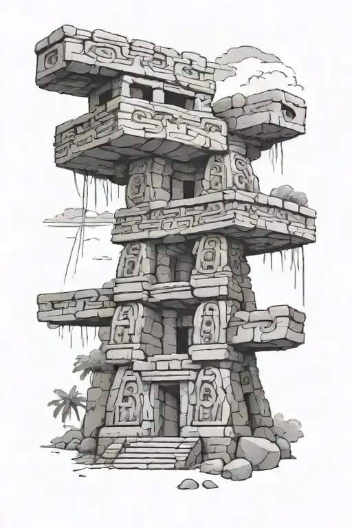 Guatemalan mayan ruins tattoo design idea