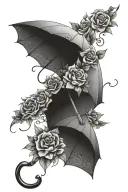 umbrella that is closed, with flowers intertwined tattoo design idea