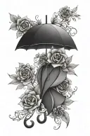 umbrella that is closed, with flowers intertwined tattoo design idea