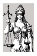 realism lady justice holding scales blindfolded tattoo design idea