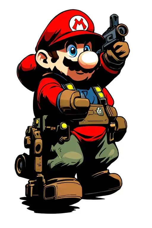 mario ghostbuster tattoo design idea