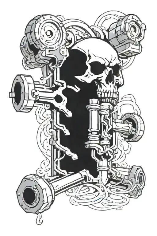 pistons like crossbones floating tattoo design idea