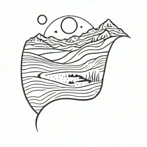 Sand Dunes Bedouin Sun Arabic tattoo design idea