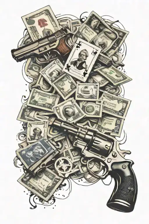 cards guns money drugs tattoo design idea
