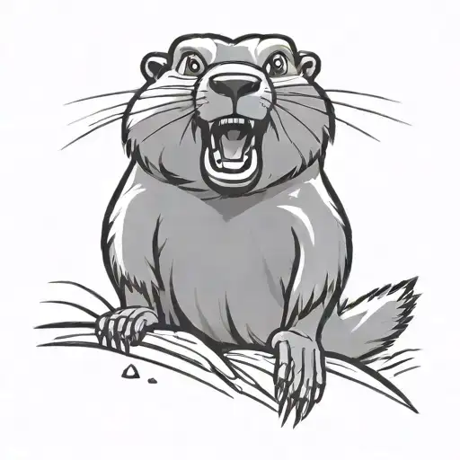 Screaming Cartoon Marmot With "henry!?"  tattoo design idea