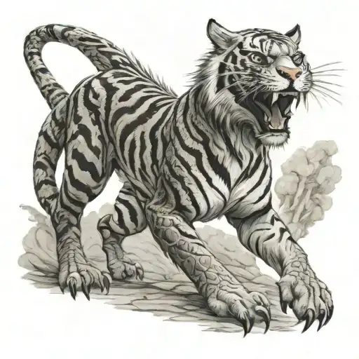 Dragon Tiger full body tattoo design idea