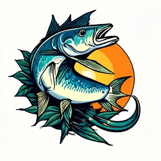 Tuna hook cross skin tattoo design idea