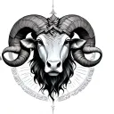 big aries zodiac sign over a combined aquarius and Taurus zodiac signs tattoo design idea