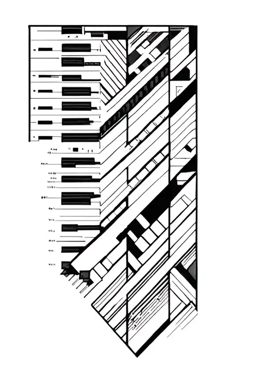 abstract lines in shape of a synthesizer tattoo design idea