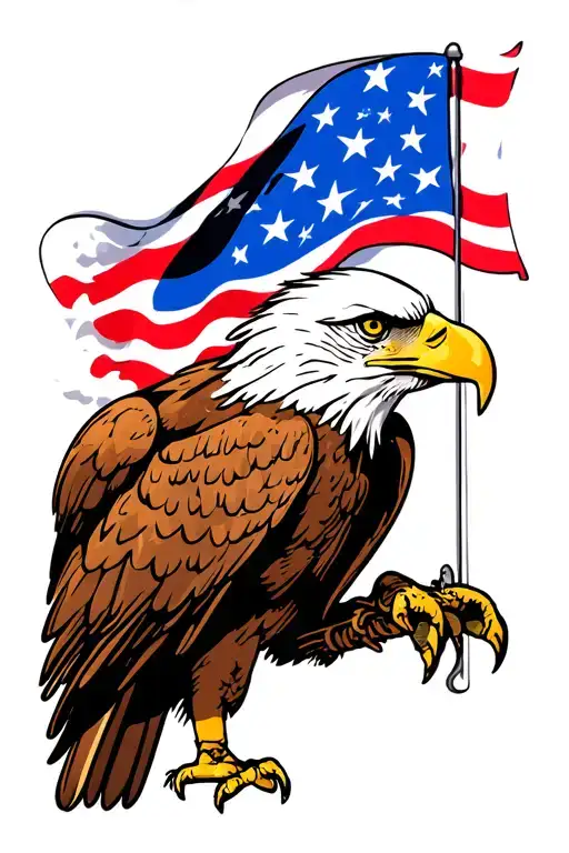 Betsy ross flag, vertical, no border, eagle perched tattoo design idea
