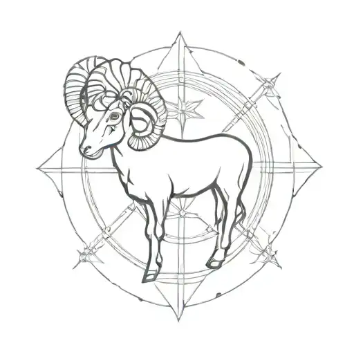 ram and moral compass tattoo design idea