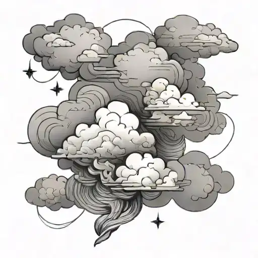Clouds minimalist with concept of letting go gentle tattoo design idea
