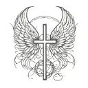 cross bound by a broken chain  with angel wings tattoo design idea
