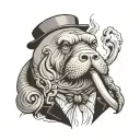 walrus smoking tattoo design idea