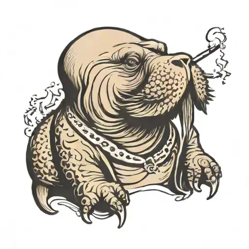 walrus smoking tattoo design idea